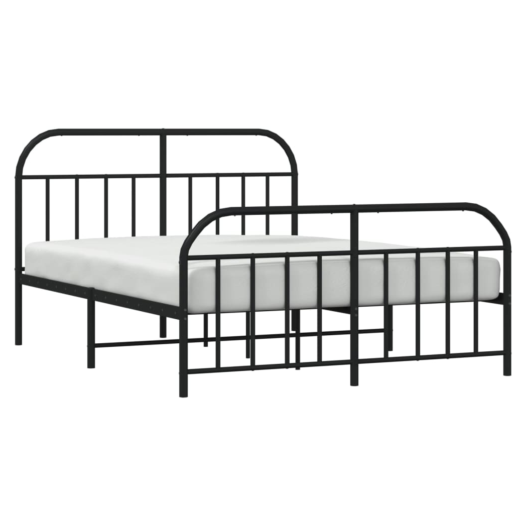 Metal Bed Frame with Headboard and Footboard Black 140x200 cm