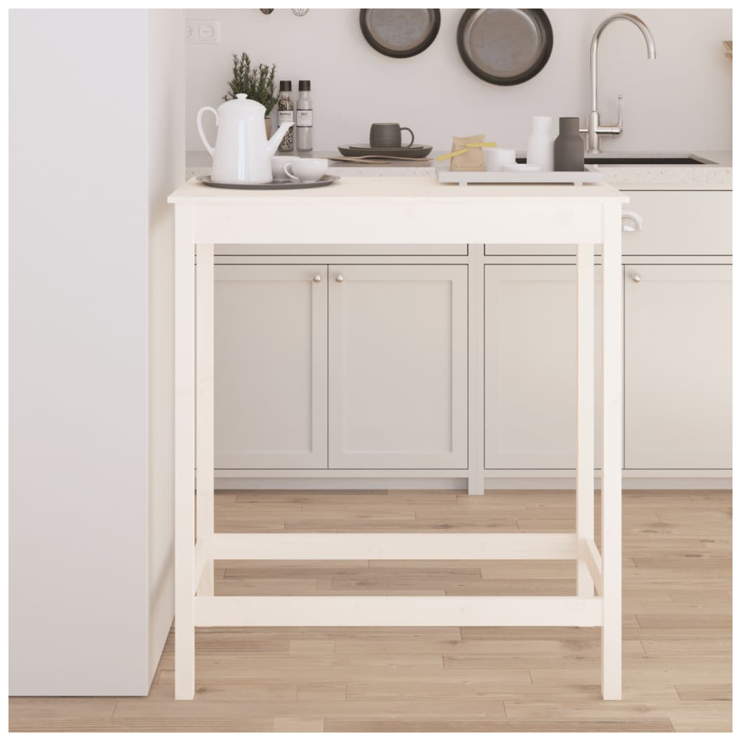 Bar Table White 100x50x110 cm Solid Wood Pine