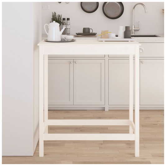 Bar Table White 100x50x110 cm Solid Wood Pine