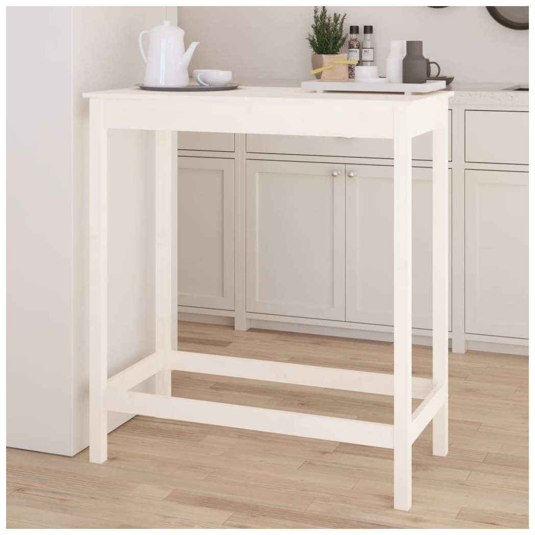 Bar Table White 100x50x110 cm Solid Wood Pine