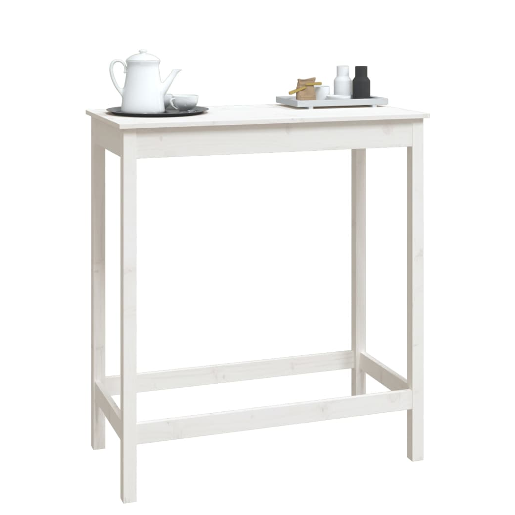Bar Table White 100x50x110 cm Solid Wood Pine