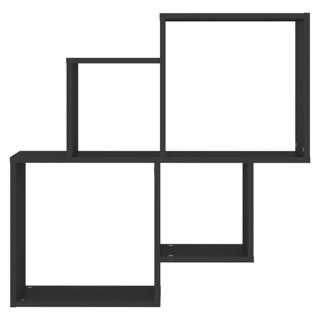 Wall Cube Shelf Black 80x15x78.5 cm Engineered Wood