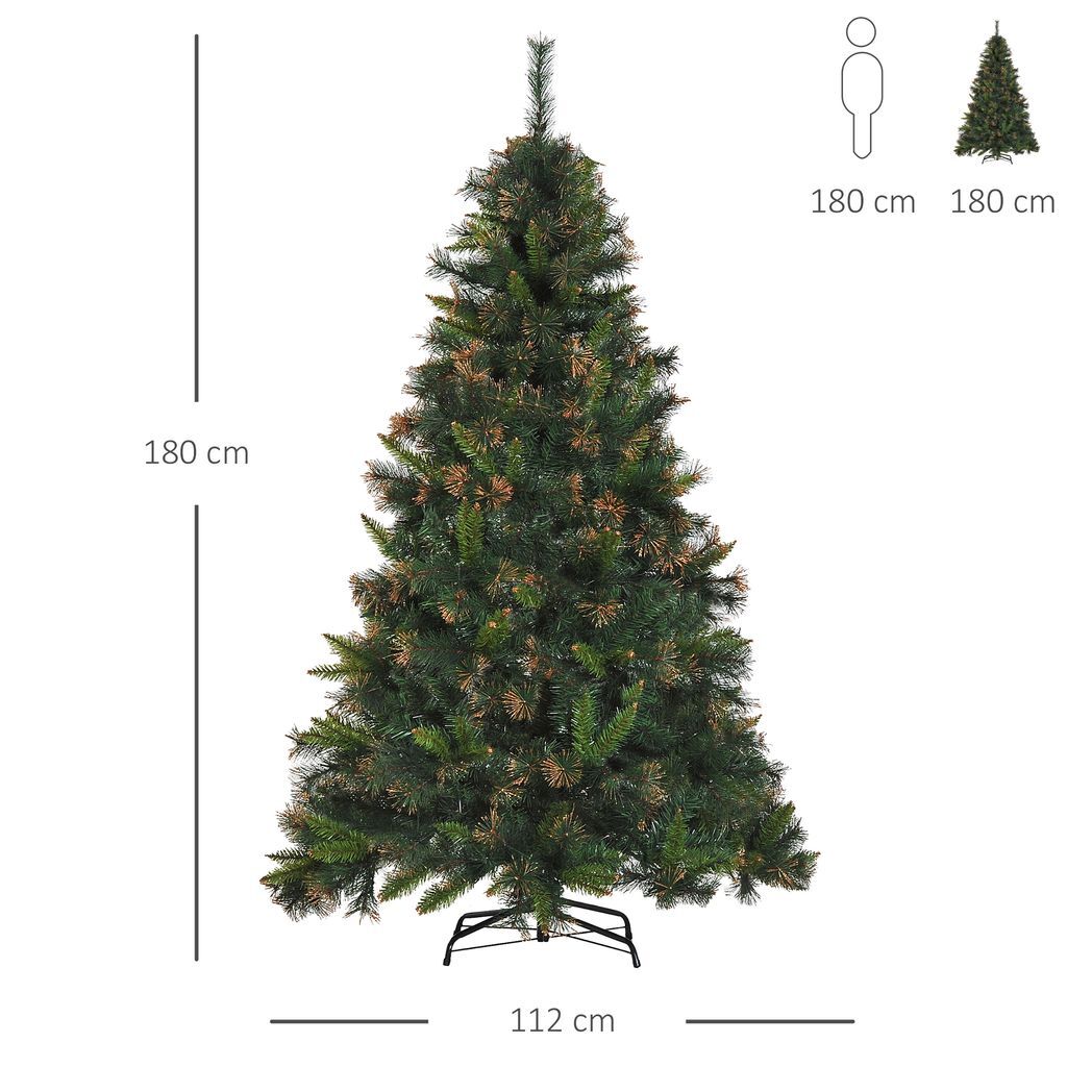 HOMCOM 6FT Pre-Lit Christmas Tree Artificial Spruce Tree Holiday D?cor Stand