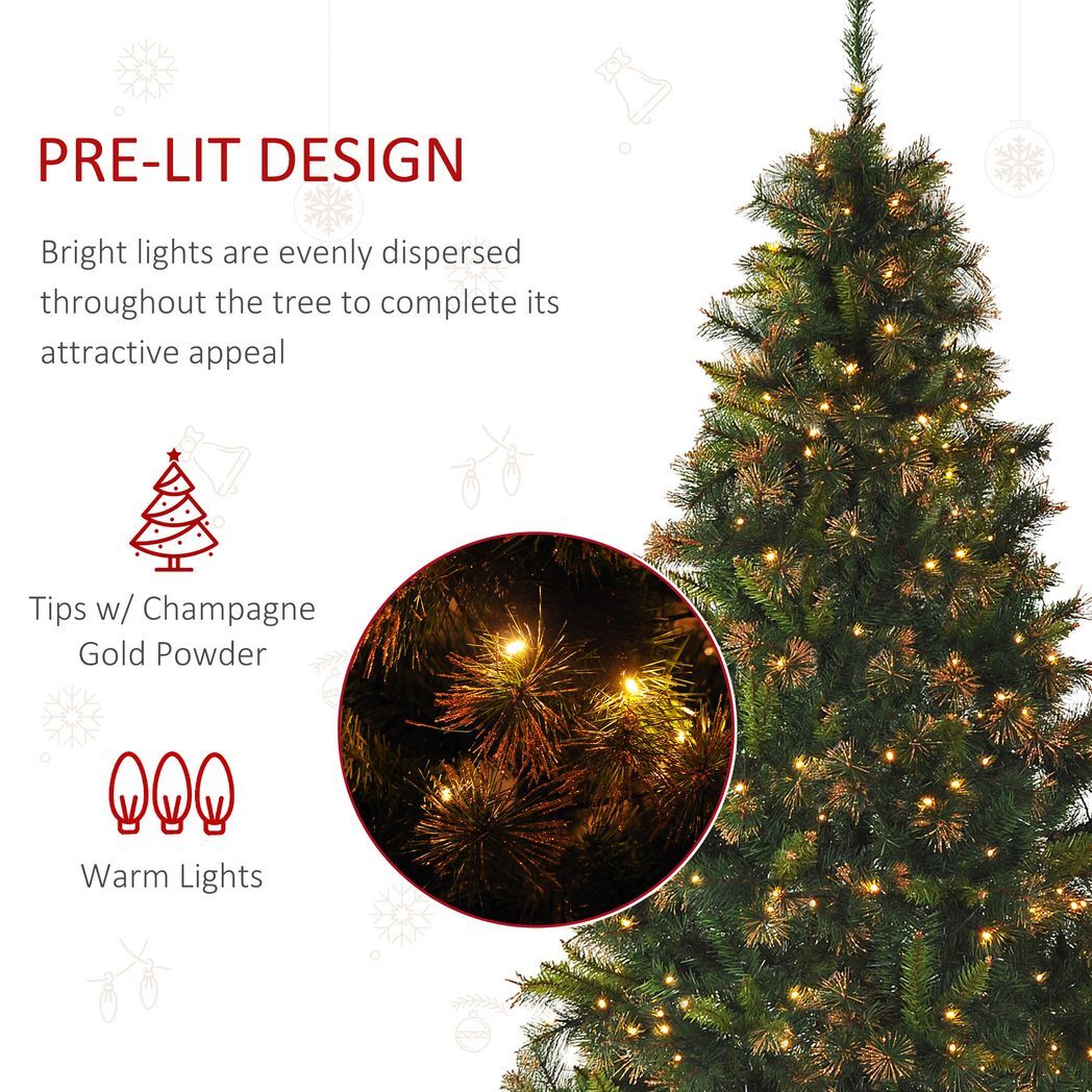 HOMCOM 6FT Pre-Lit Christmas Tree Artificial Spruce Tree Holiday D?cor Stand
