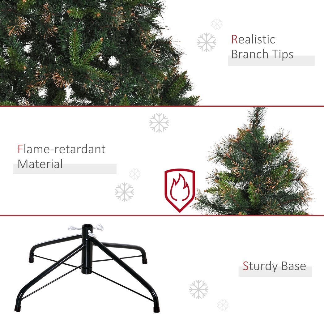 HOMCOM 6FT Pre-Lit Christmas Tree Artificial Spruce Tree Holiday D?cor Stand