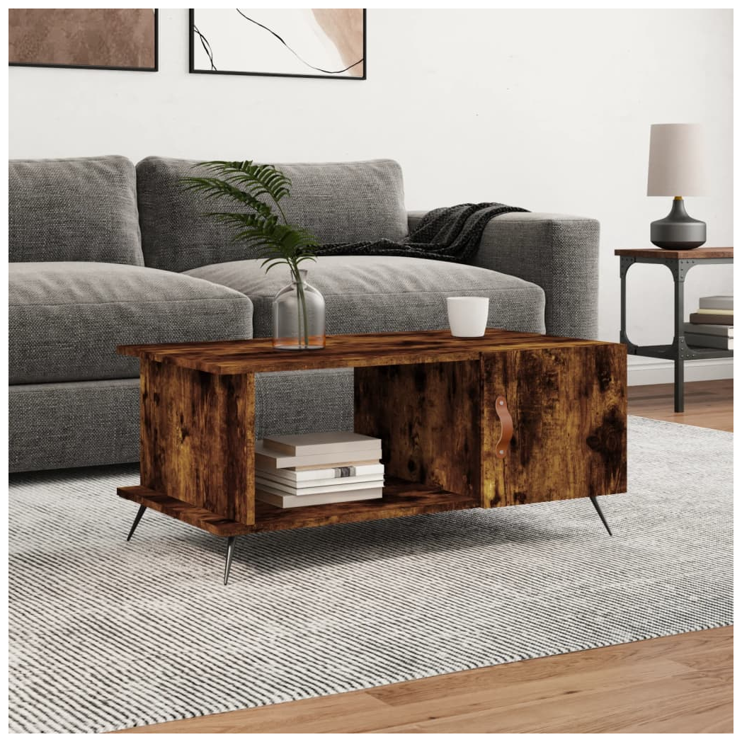 Coffee Table Smoked Oak 90x50x40 cm Engineered Wood