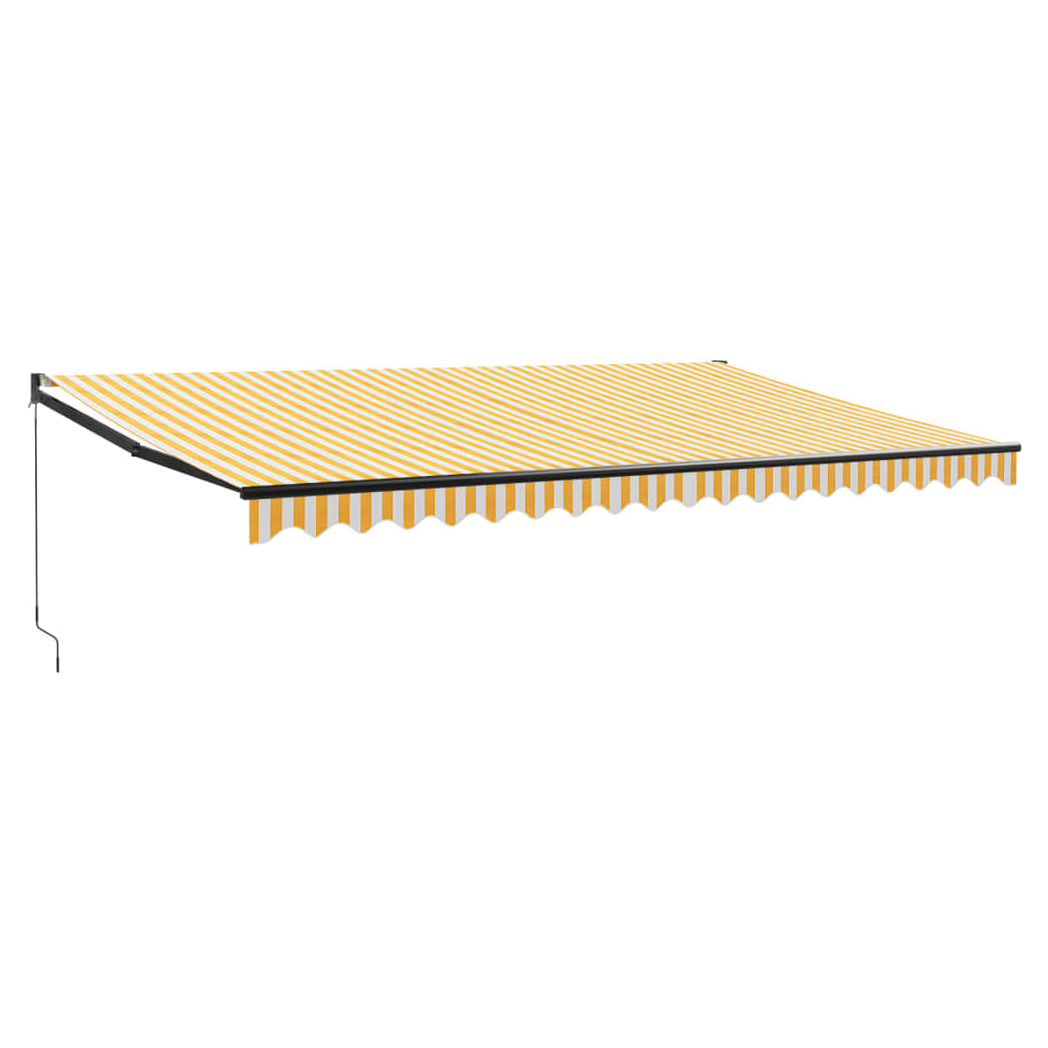 Retractable Awning Yellow and White 5x3 m Fabric and Aluminium