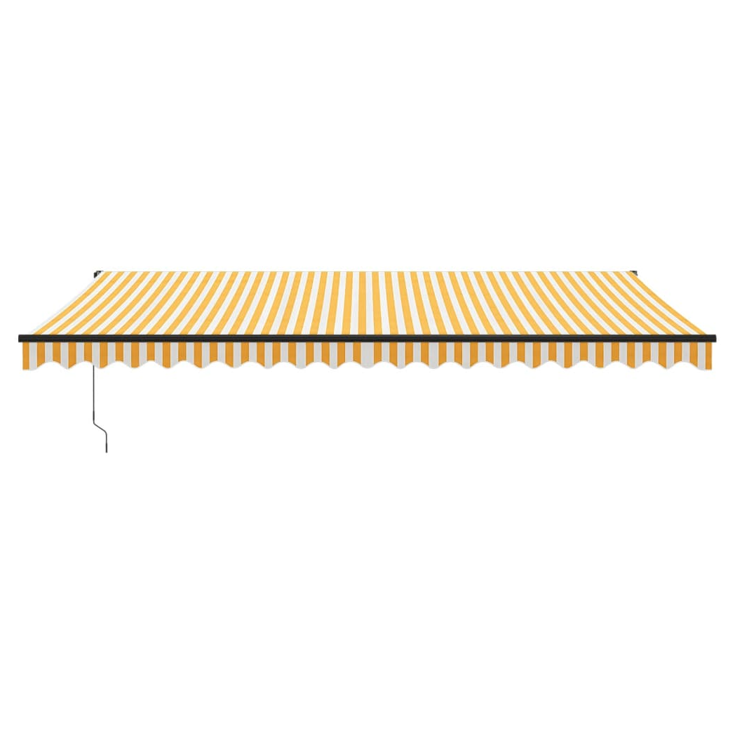 Retractable Awning Yellow and White 5x3 m Fabric and Aluminium