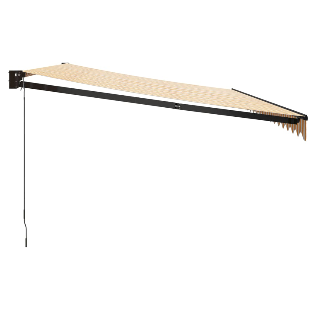 Retractable Awning Yellow and White 5x3 m Fabric and Aluminium