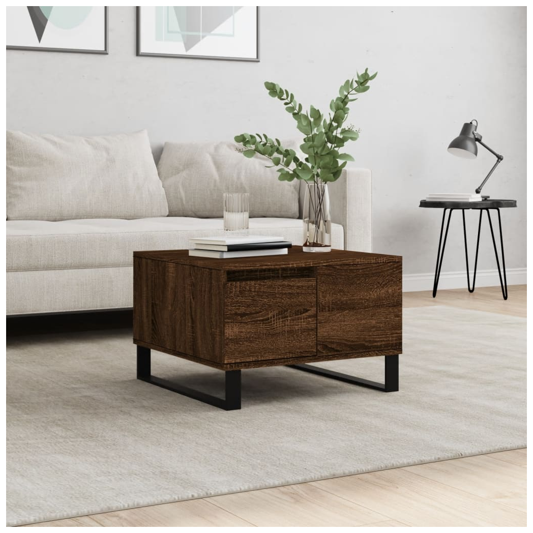 Coffee Table Brown Oak 55x55x36.5 cm Engineered Wood