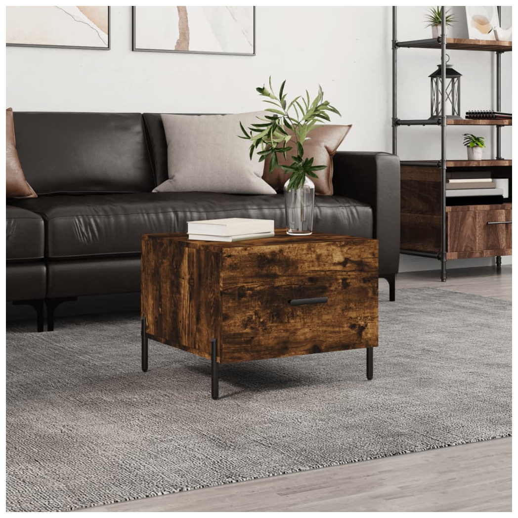 Coffee Table Smoked Oak 50x50x40 cm Engineered Wood