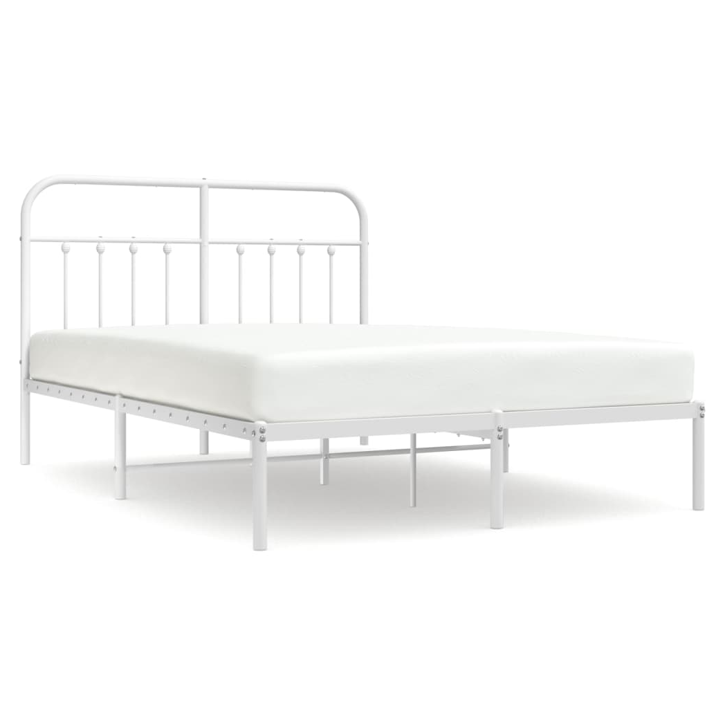 Metal Bed Frame with Headboard White 150x200 cm King Size