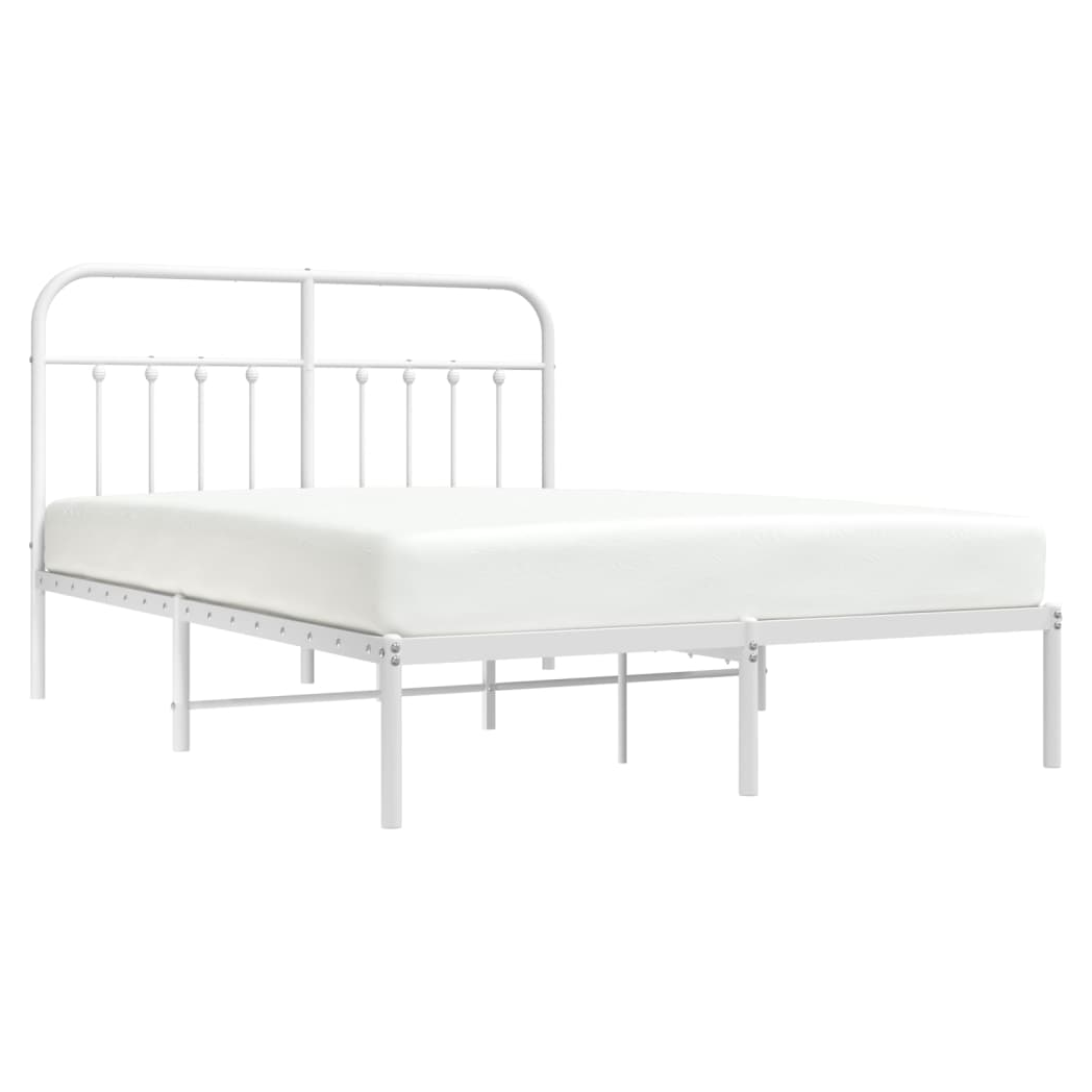Metal Bed Frame with Headboard White 150x200 cm King Size