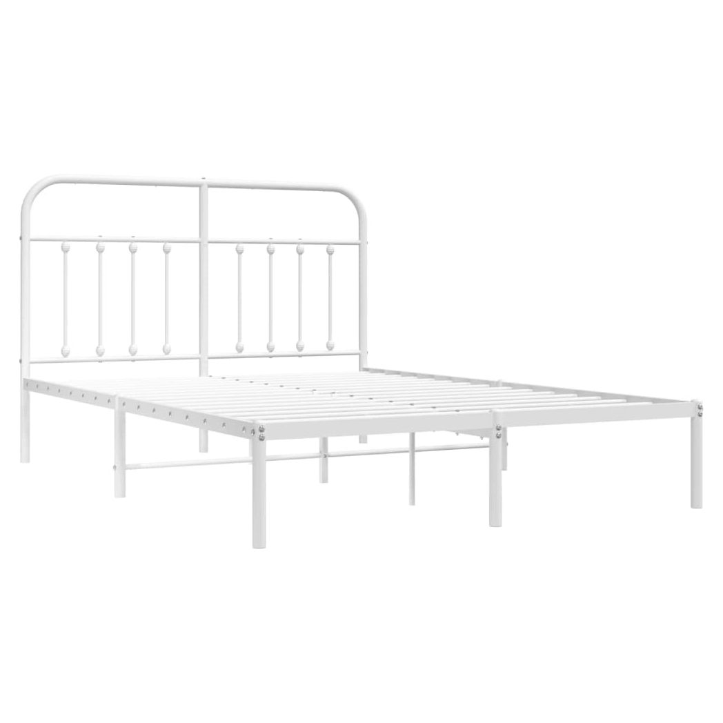 Metal Bed Frame with Headboard White 150x200 cm King Size