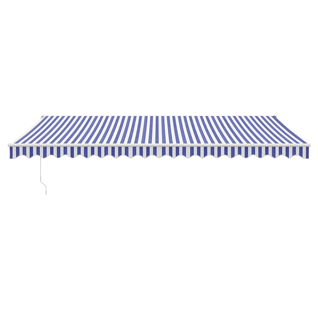 Retractable Awning Blue and White 5x3 m Fabric and Aluminium