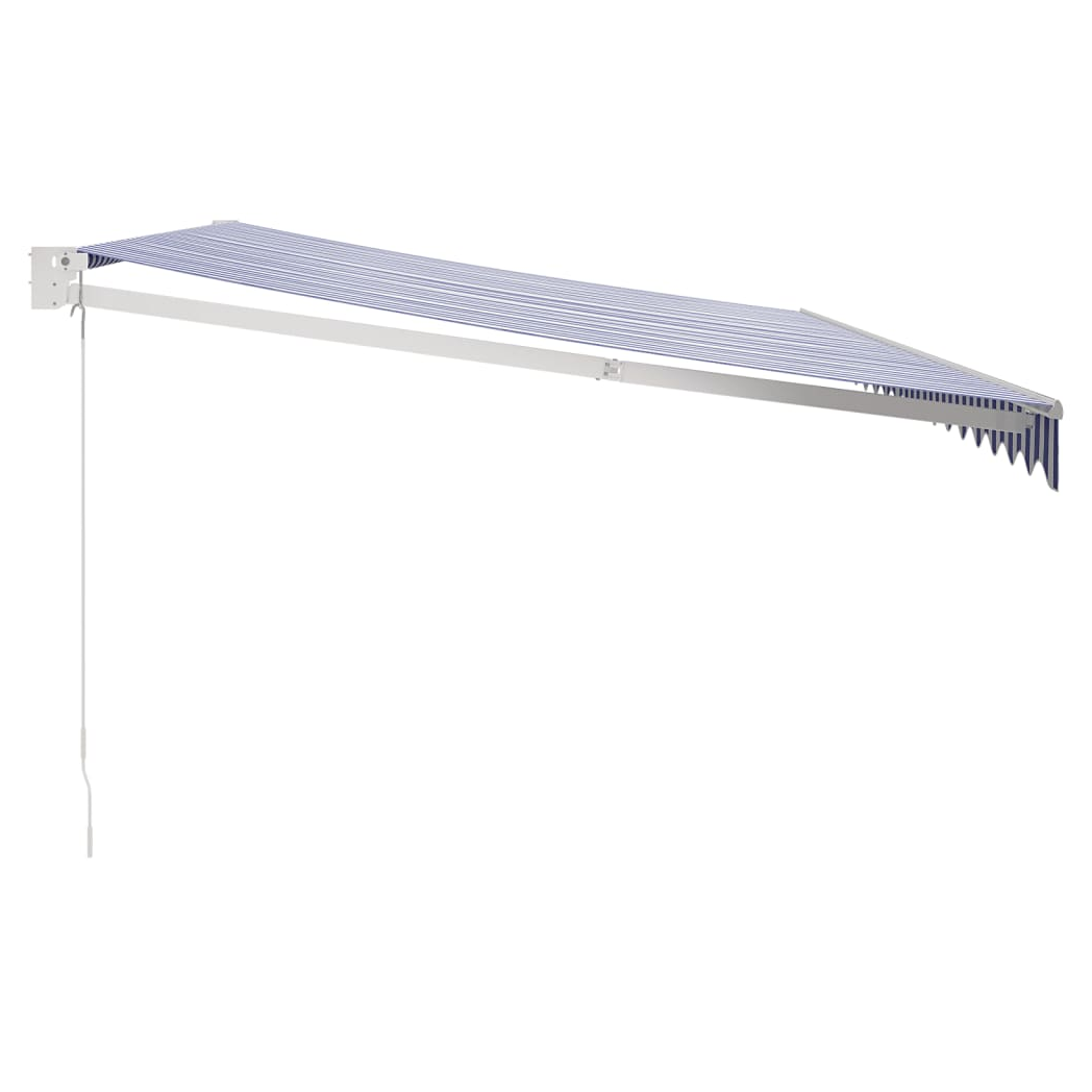 Retractable Awning Blue and White 5x3 m Fabric and Aluminium