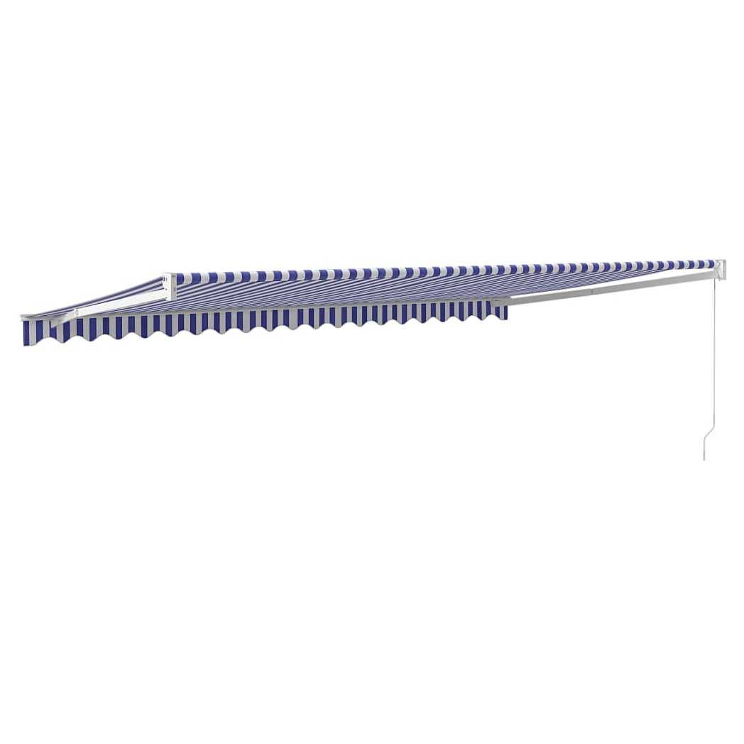 Retractable Awning Blue and White 5x3 m Fabric and Aluminium