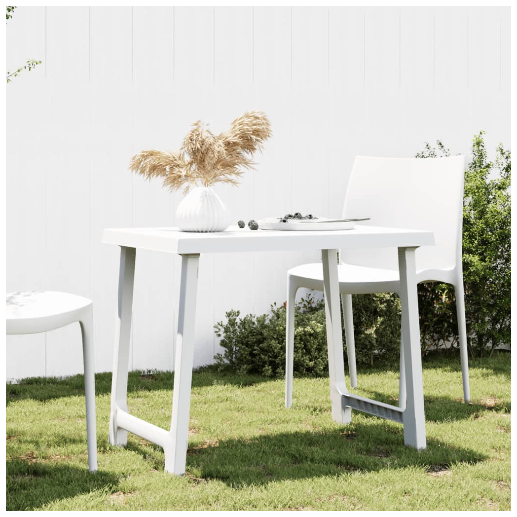 Camping Table White 79x56x64 cm PP Wooden Look