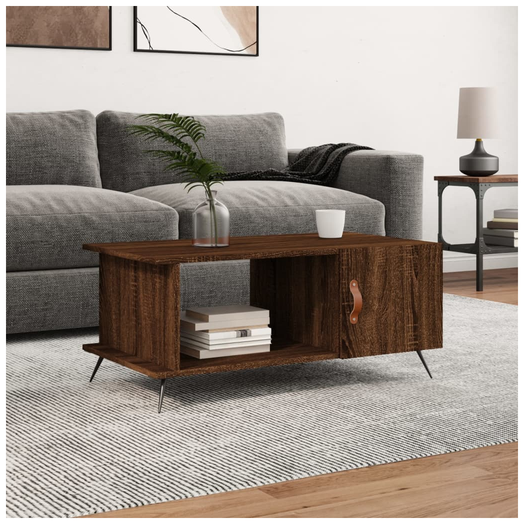 Coffee Table Brown Oak 90x50x40 cm Engineered Wood