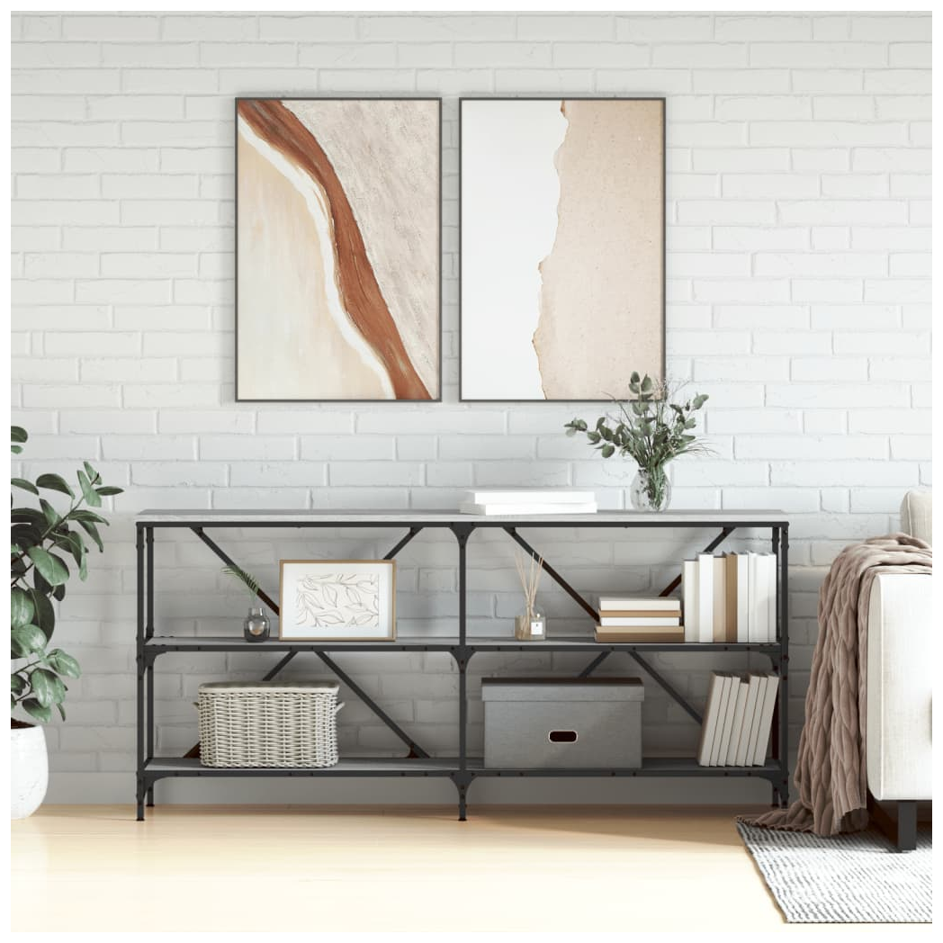 Console Table Grey Sonoma 160x30x75 cm Engineered Wood and Iron