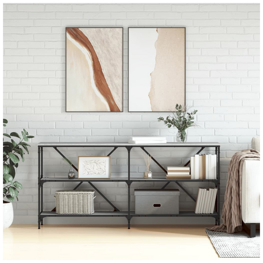 Console Table Grey Sonoma 160x30x75 cm Engineered Wood and Iron