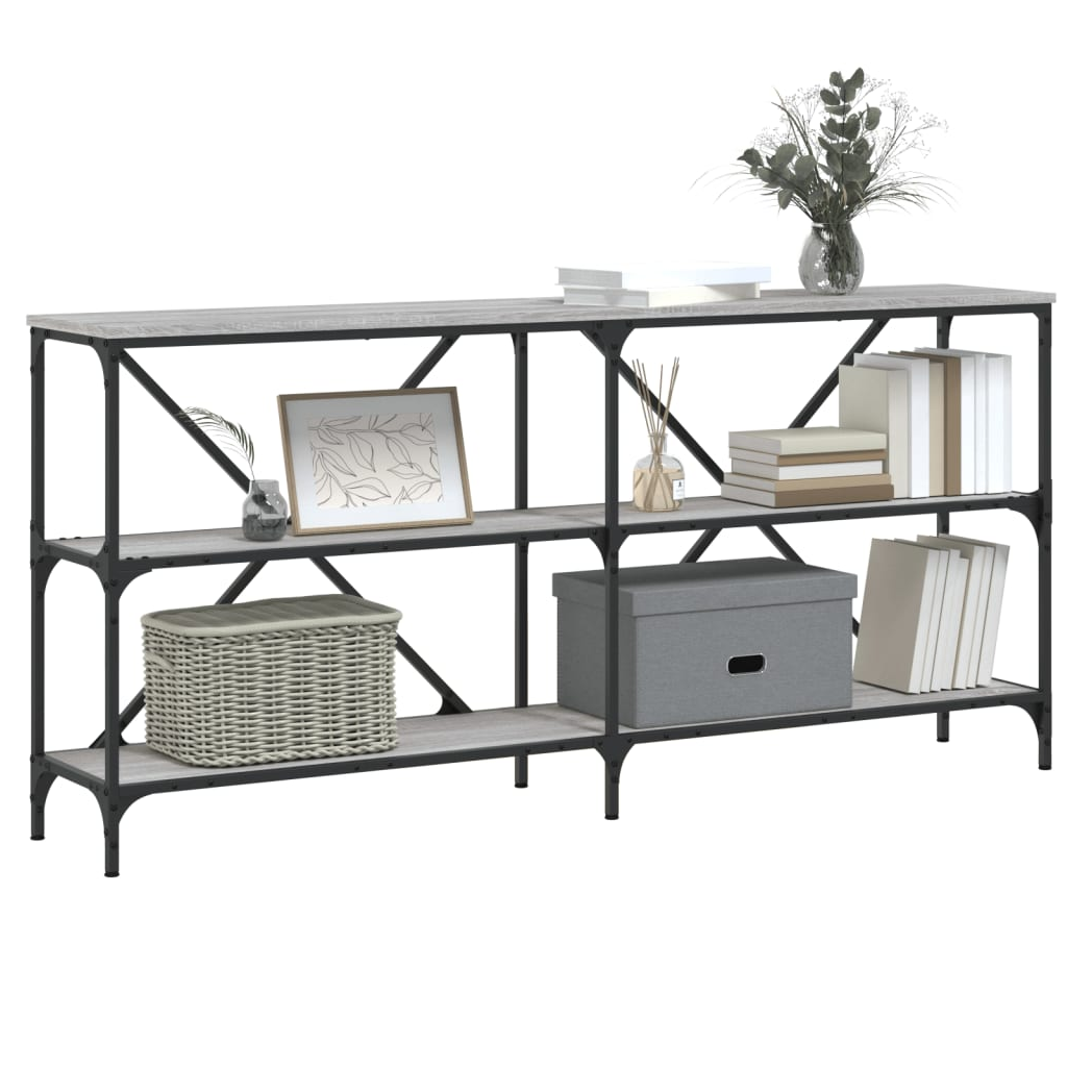 Console Table Grey Sonoma 160x30x75 cm Engineered Wood and Iron