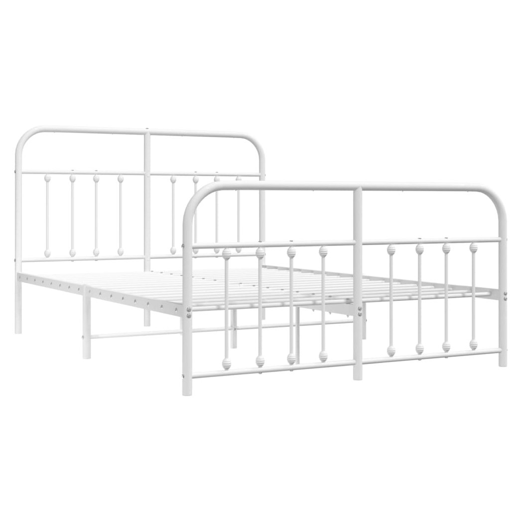 Metal Bed Frame with Headboard and Footboard White 140x190 cm
