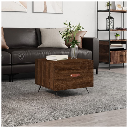 Coffee Table Brown Oak 50x50x40 cm Engineered Wood