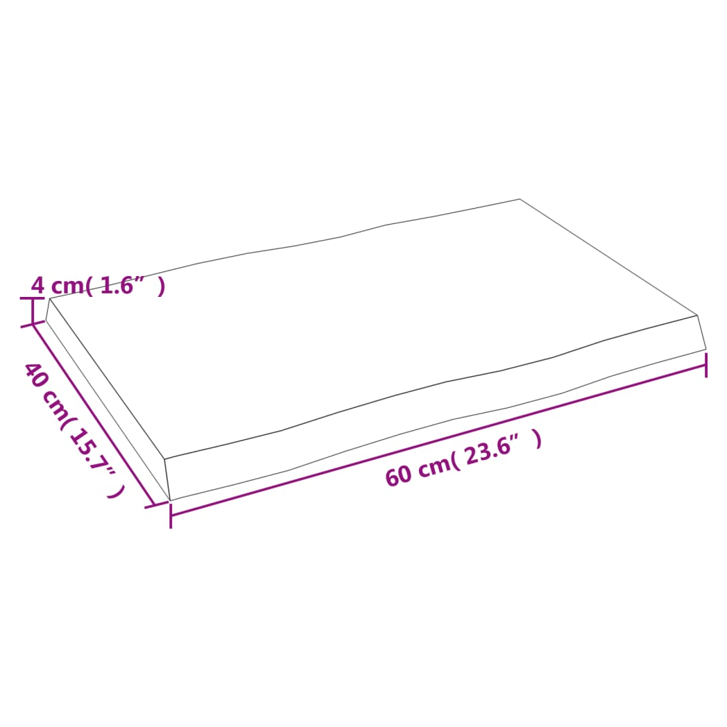 Table Top Dark Brown 60x40x(2-4) cm Treated Solid Wood Live Edge