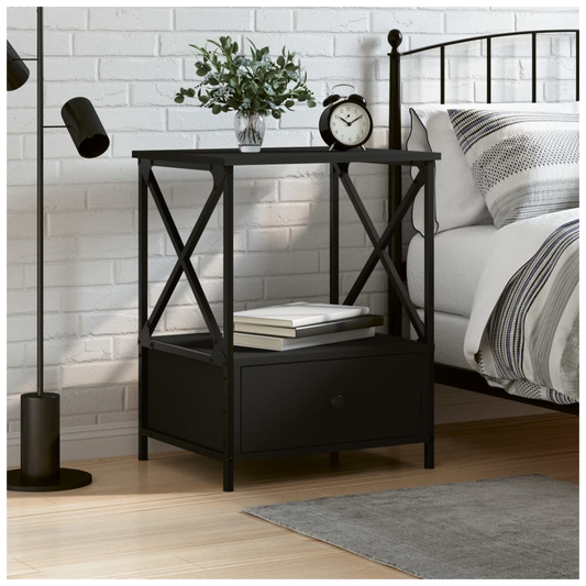 Bedside Table Black 50x41x65 cm Engineered Wood