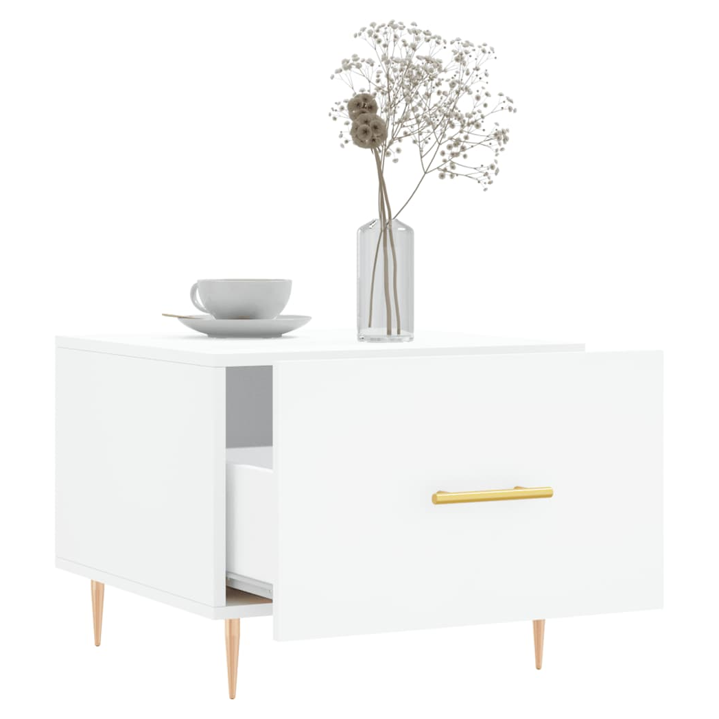 Coffee Table White 50x50x40 cm Engineered Wood