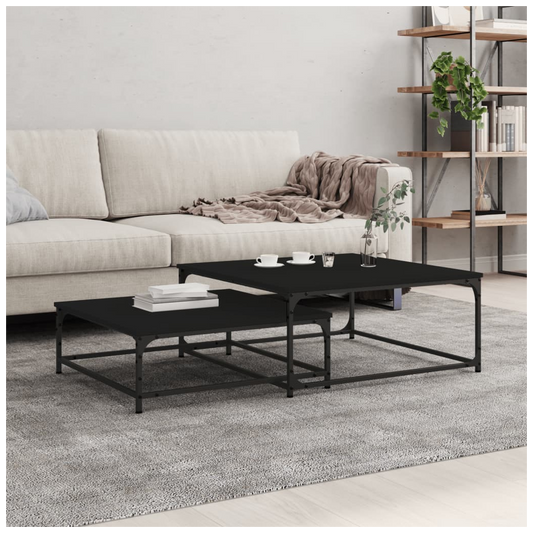 Nesting Coffee Tables 2 pcs Black Engineered Wood