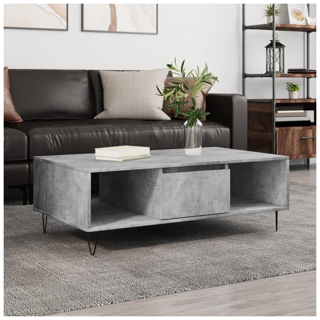Coffee Table Concrete Grey 104x60x35 cm Engineered Wood