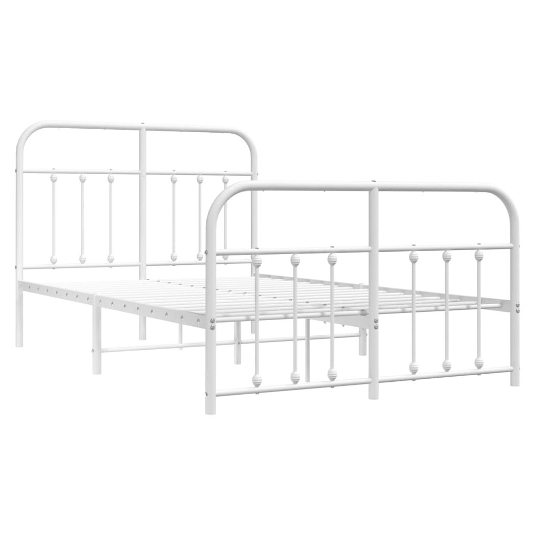 Metal Bed Frame with Headboard and Footboard White 120x200 cm