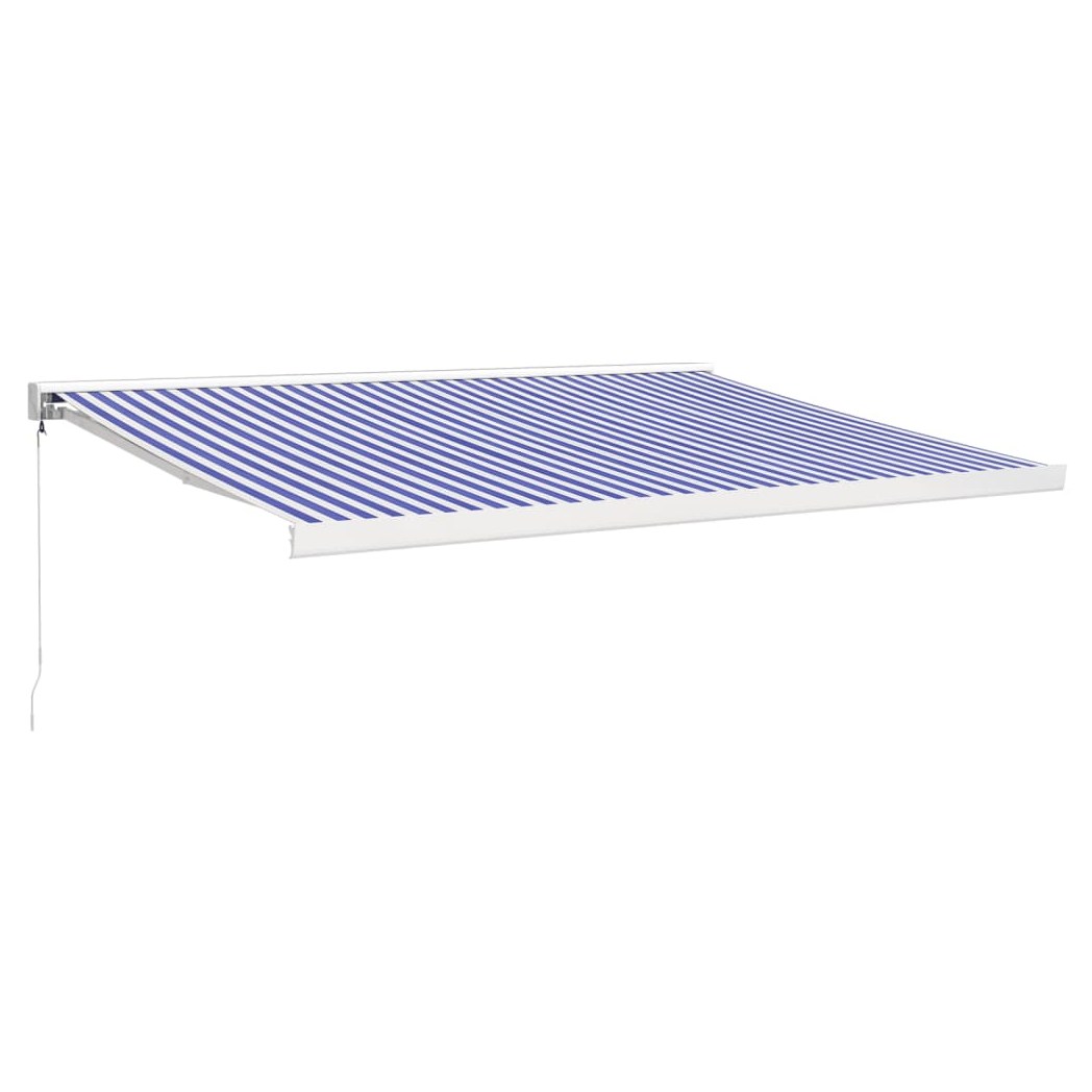 Retractable Awning Blue and White 4x3 m Fabric and Aluminium