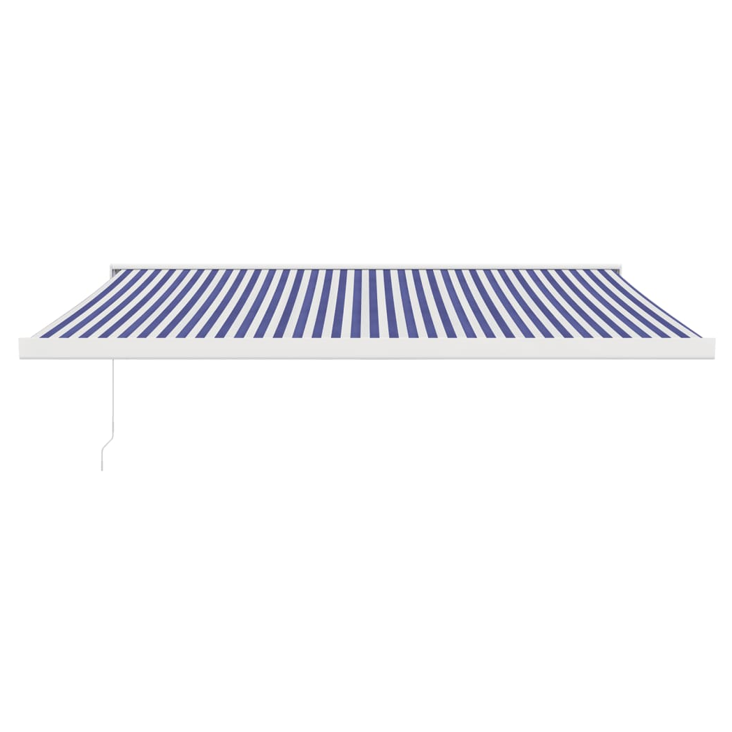 Retractable Awning Blue and White 4x3 m Fabric and Aluminium