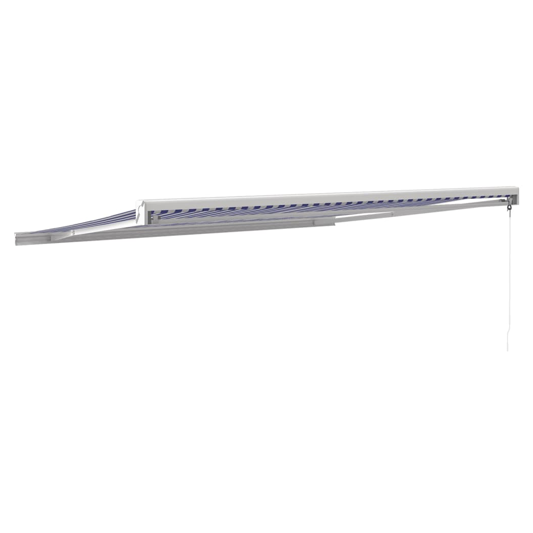 Retractable Awning Blue and White 4x3 m Fabric and Aluminium