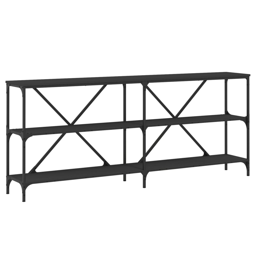 Console Table Black 180x30x75 cm Engineered Wood and Iron