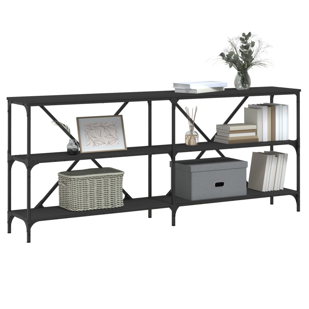 Console Table Black 180x30x75 cm Engineered Wood and Iron