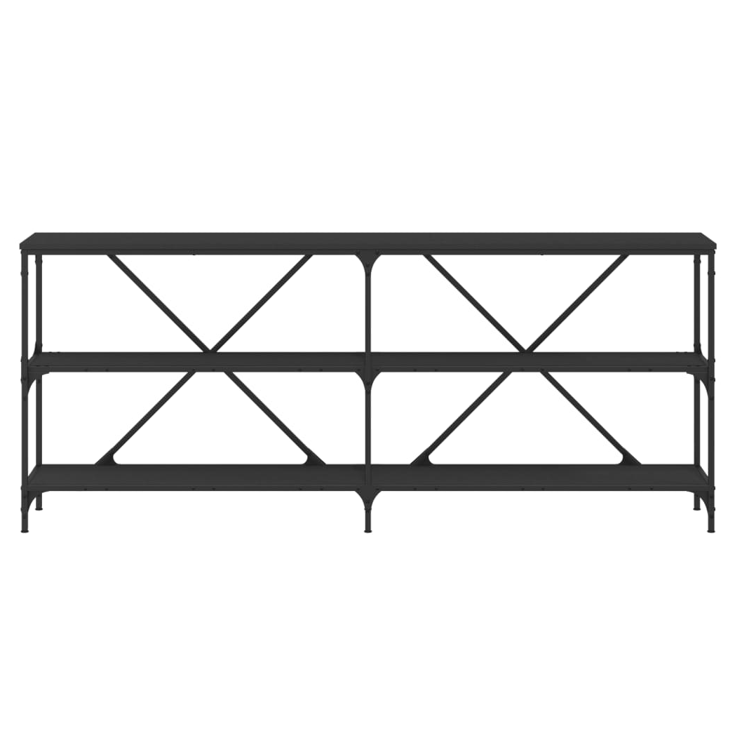 Console Table Black 180x30x75 cm Engineered Wood and Iron