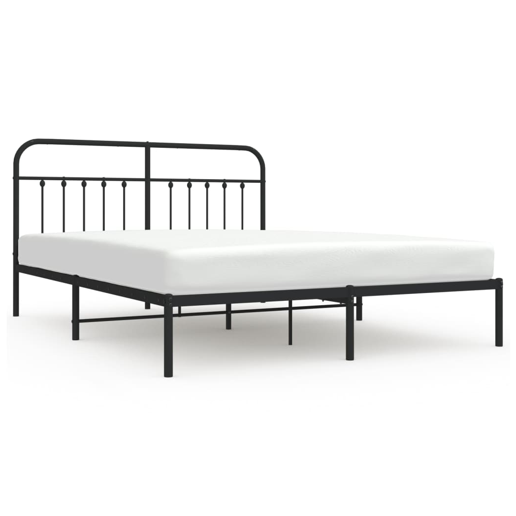 Metal Bed Frame with Headboard Black 183x213 cm