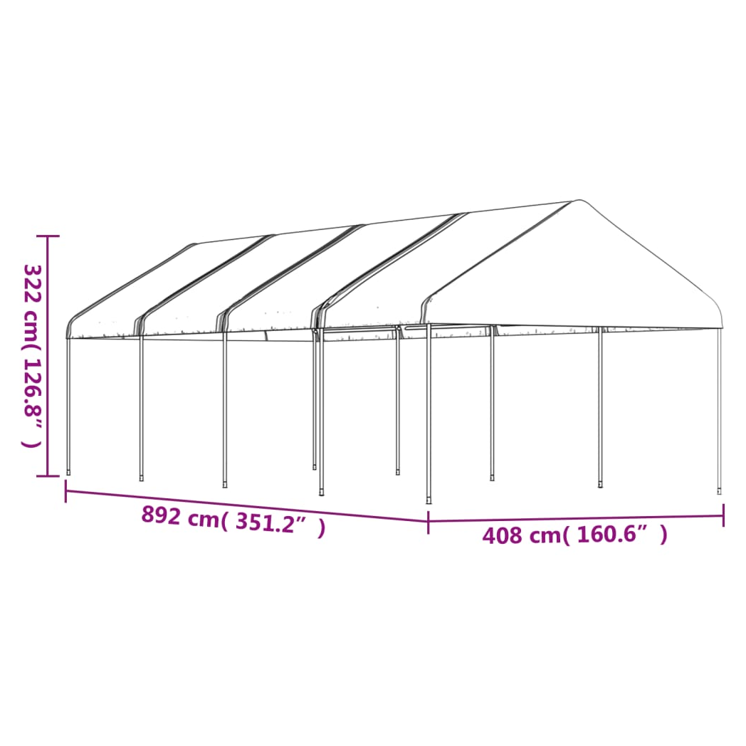 Gazebo with Roof White 8.92x4.08x3.22 m Polyethylene