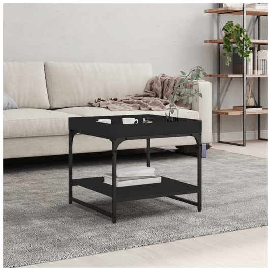 Coffee Table Black 49.5x49.5x45 cm Engineered Wood