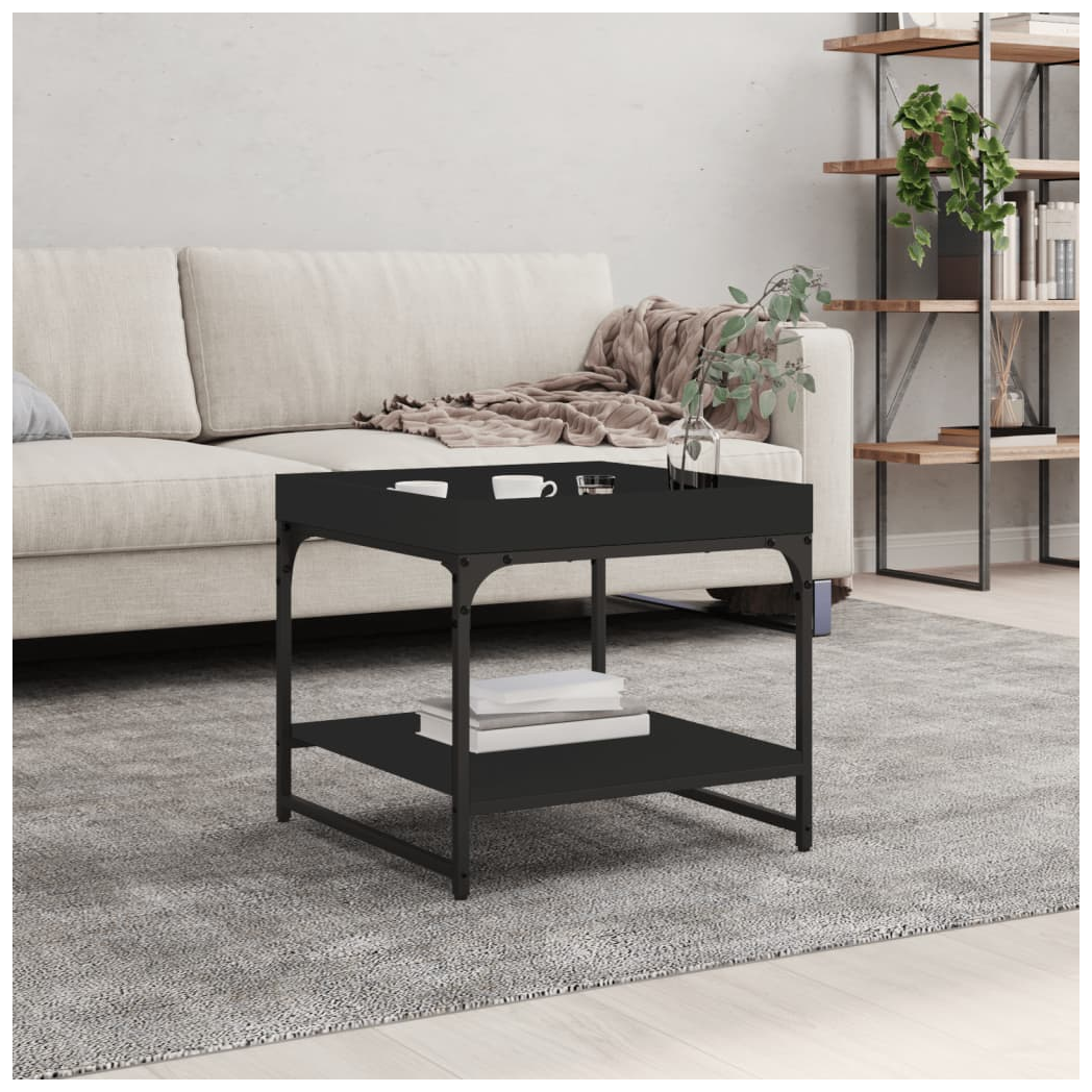 Coffee Table Black 49.5x49.5x45 cm Engineered Wood