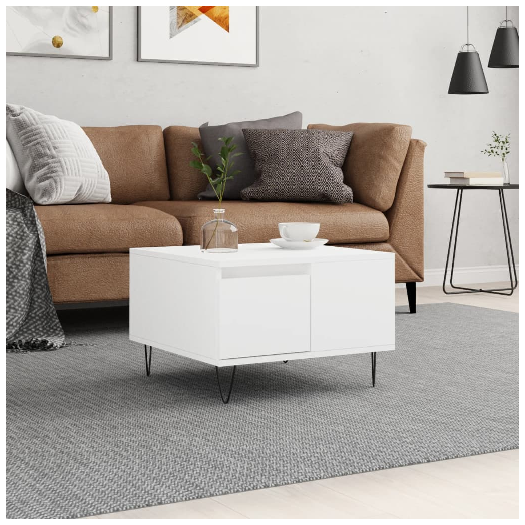 Coffee Table White 55x55x36.5 cm Engineered Wood