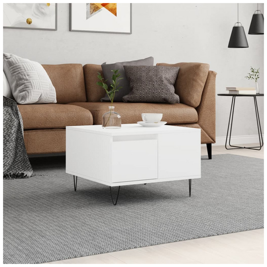 Coffee Table White 55x55x36.5 cm Engineered Wood