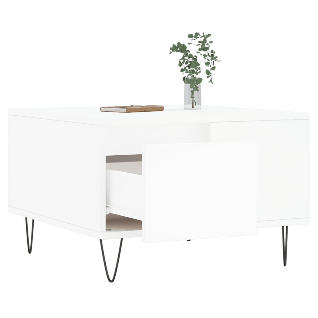 Coffee Table White 55x55x36.5 cm Engineered Wood