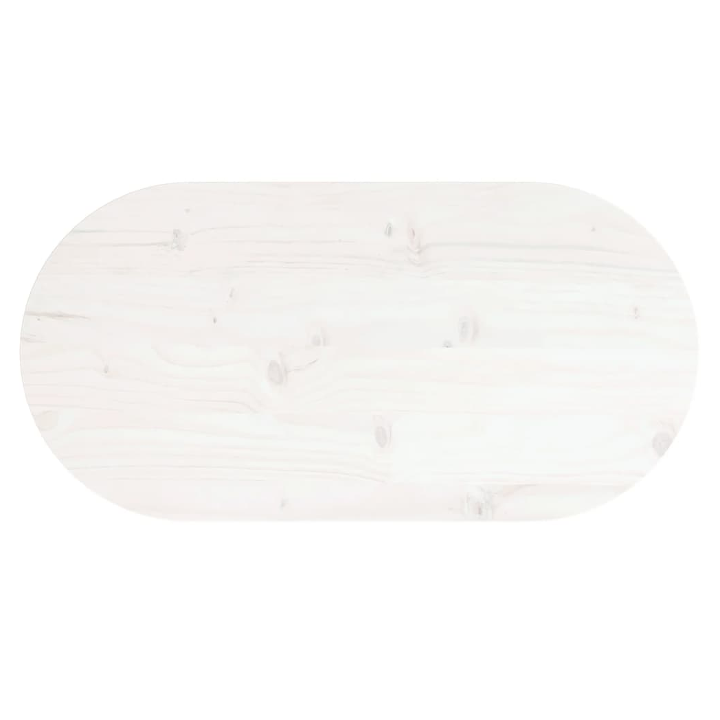 Table Top White 70x35x2.5 cm Solid Wood Pine Oval