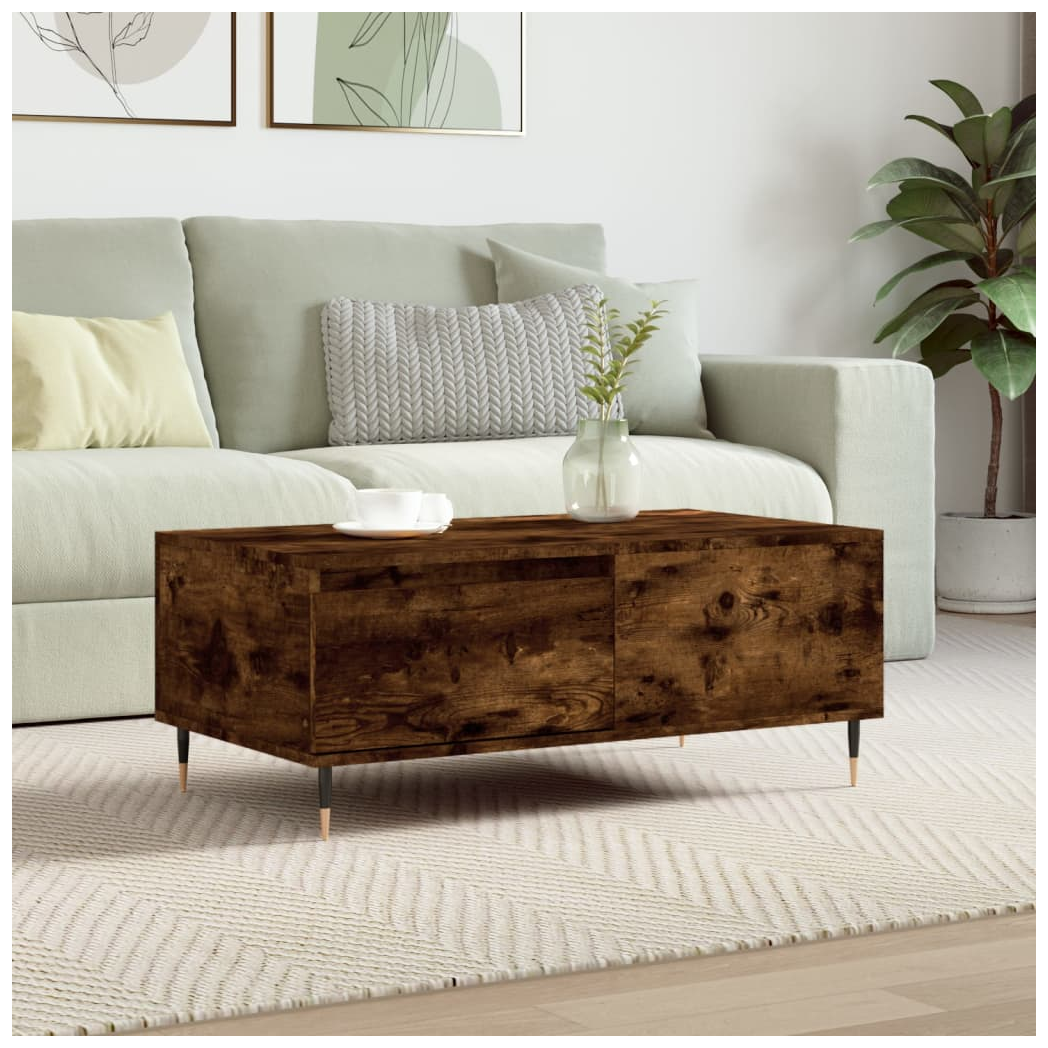 Coffee Table Smoked Oak 90x50x36.5 cm Engineered Wood