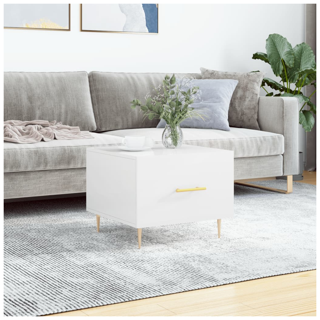 Coffee Table High Gloss White 50x50x40 cm Engineered Wood